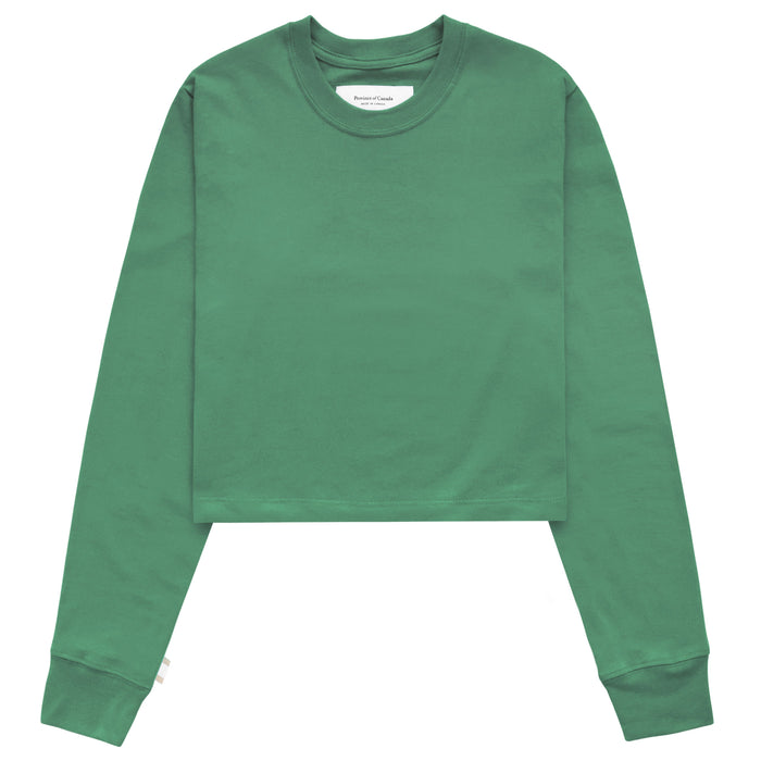 Made in Canada Monday Long Sleeve Crop Top Green - Province of Canada