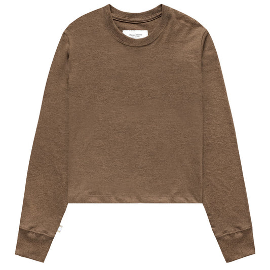 Made in Canada 100% Organic Cotton Monday Long Sleeve Crop Tee Heather Brown - Unisex - Province of Canada