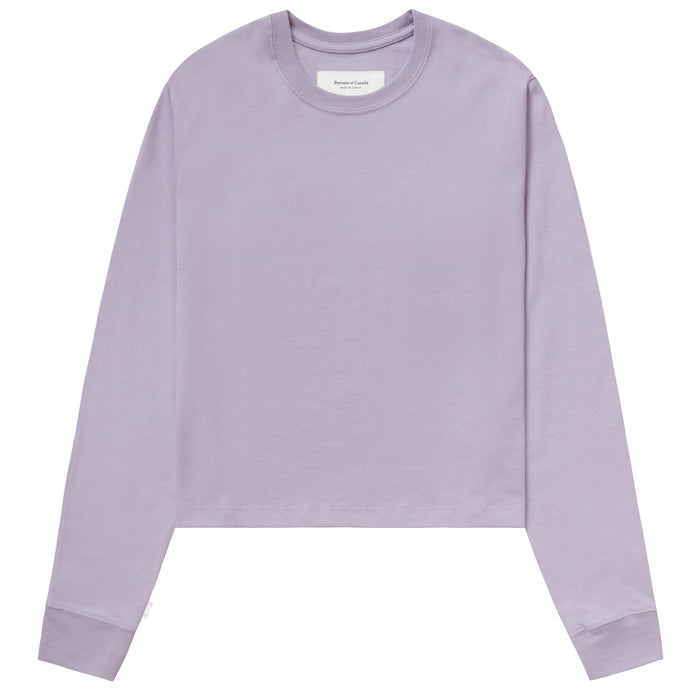 Made in Canada 100% Certified Organic Cotton Monday Long Sleeve Crop Top Mauve Lavendar Purple - Province of Canada