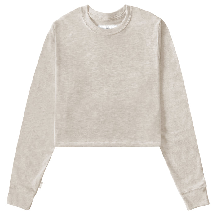 100% Cotton Made in Canada Monday Long Sleeve Crop Top Oatmeal - Province of Canada