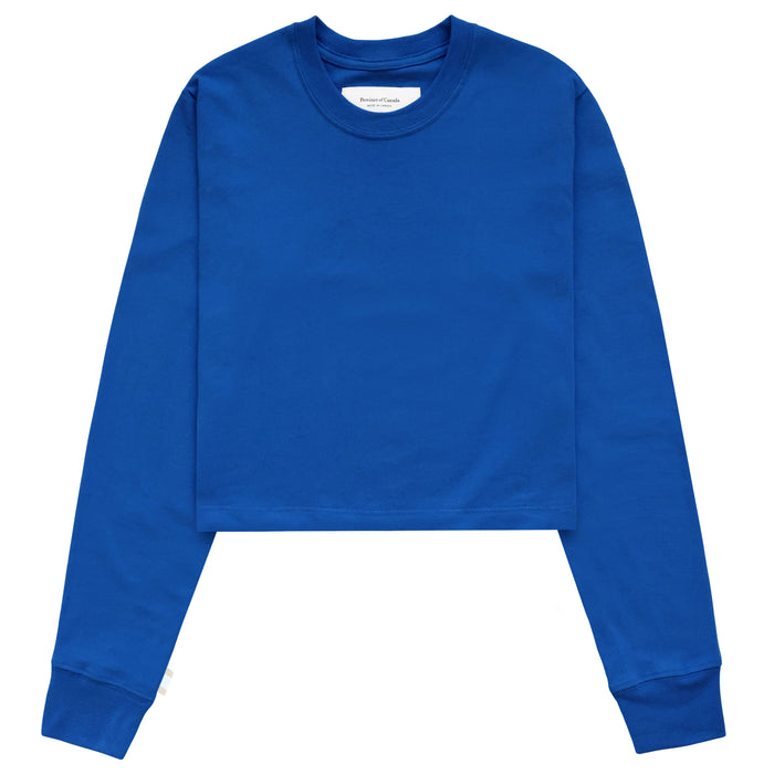 Made in Canada 100% Organic Cotton Monday Long Sleeve Crop Top Royal Blue - Province of Canada