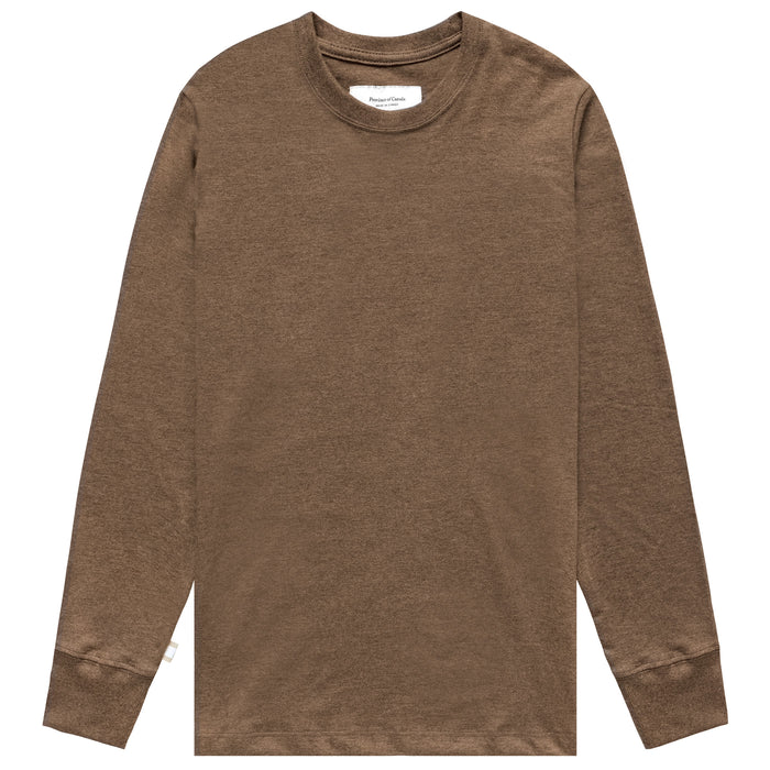 Made in Canada 100% Organic Cotton Monday Long Sleeve Tee Heather Brown - Unisex - Province of Canada