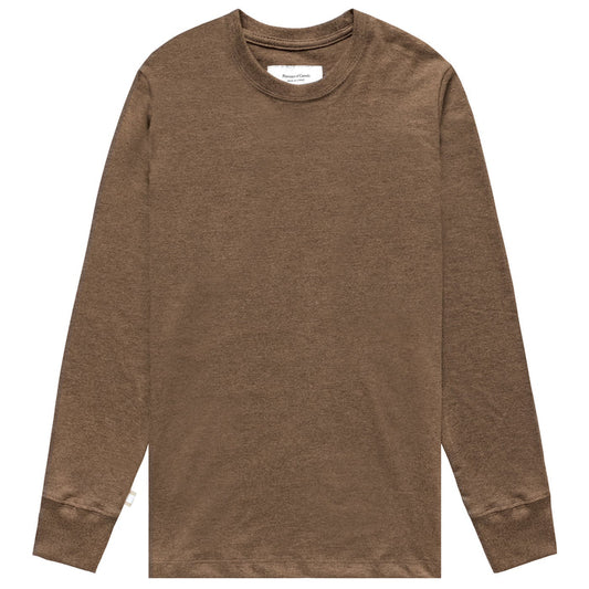 Made in Canada 100% Organic Cotton Monday Long Sleeve Tee Heather Brown - Unisex - Province of Canada