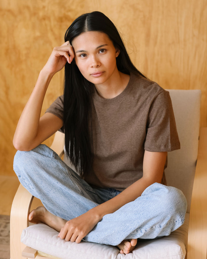 Made in Canada 100% Organic Cotton Monday Tee Heather Brown - Unisex - Province of Canada