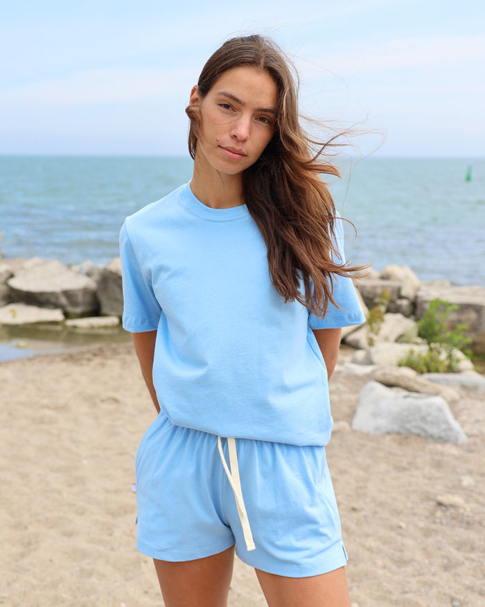 Made in Canada 100% Organic Cotton Monday Tee Sky Blue - Unisex - Province of Canada