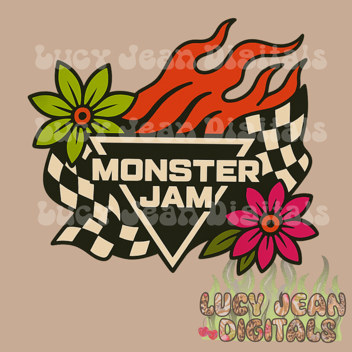 Monster Trucks Flowers PNG