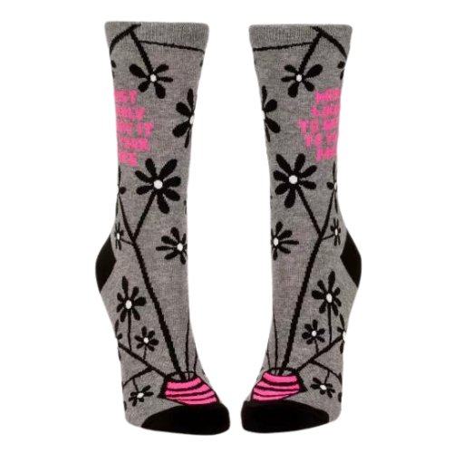 MOST LIKELY TO SAY IT TO YOUR FACE CREW SOCKS WOMEN'S SOCKS. FLOWER PATTERN.