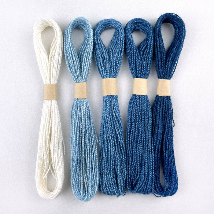 Naturally Dyed Silk Embroidery Floss - Ombre Indigo