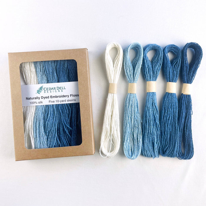 Naturally Dyed Silk Embroidery Floss - Ombre Indigo
