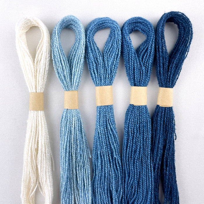 Naturally Dyed Silk Embroidery Floss - Ombre Indigo