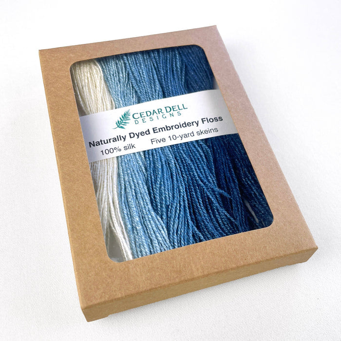 Naturally Dyed Silk Embroidery Floss - Ombre Indigo
