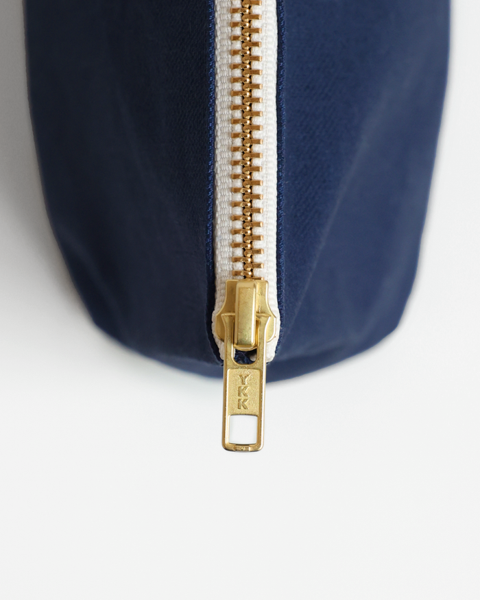 Made in Canada 100% Cotton Navy Blue Makeup Cord Organizer Pouch - Province of Canada