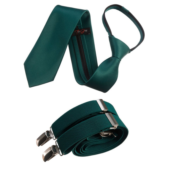 Neck Tie and Adjustable Stretch Suspender Set - Tuxgear