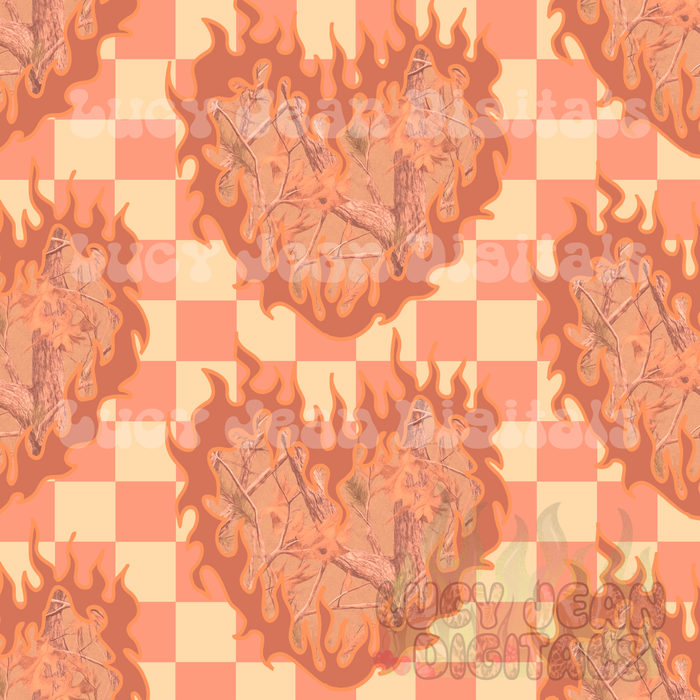 Neutrals Camo Flame Heart Checkered Seamless File