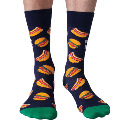 Nice Buns Men's Socks 2022. Hot dog and hamburger pattern.