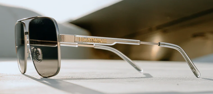 Heat Wave Nimitz sunglasses in gun metal with black lens, additional product view