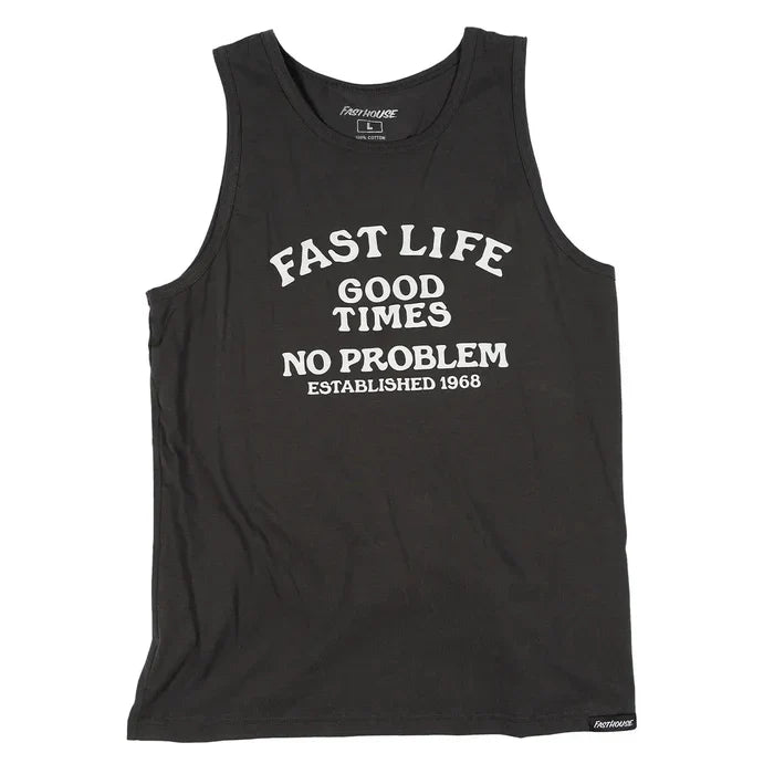Fasthouse No Problem graphic tank top in graphite black, alternate product view