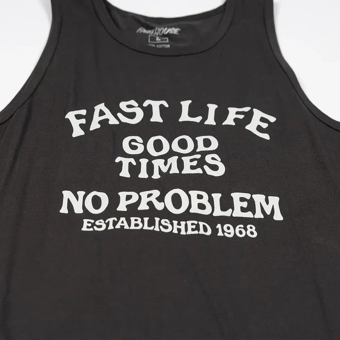 Fasthouse No Problem graphic tank top in graphite black, additional product view
