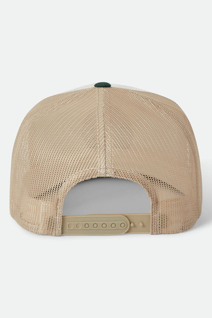 Brixton Oath trucker hat in off white and primal green, alternate product view
