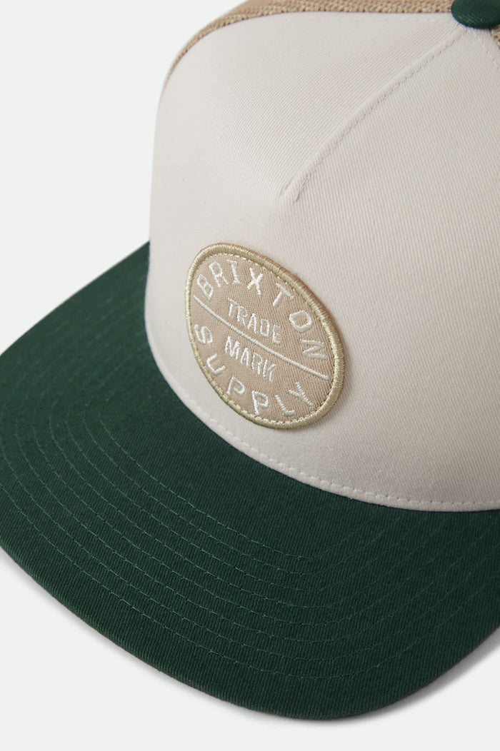Brixton Oath trucker hat in off white and primal green, additional product view