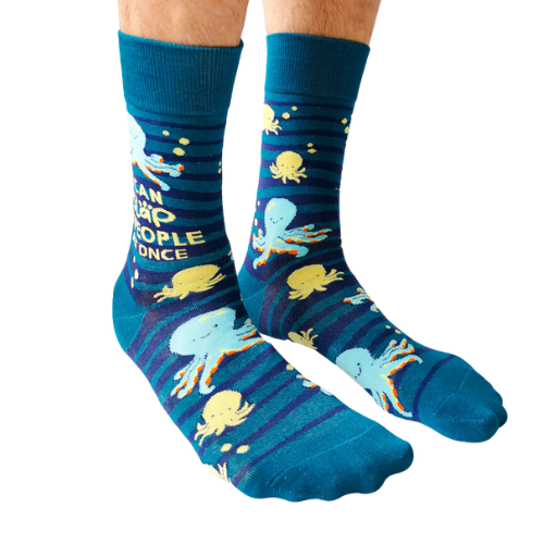 Bold and unique Obscene Octopus Socks featuring a quirky, humorous octopus design. Made from soft, comfortable fabric, these socks add personality and flair to your wardrobe.