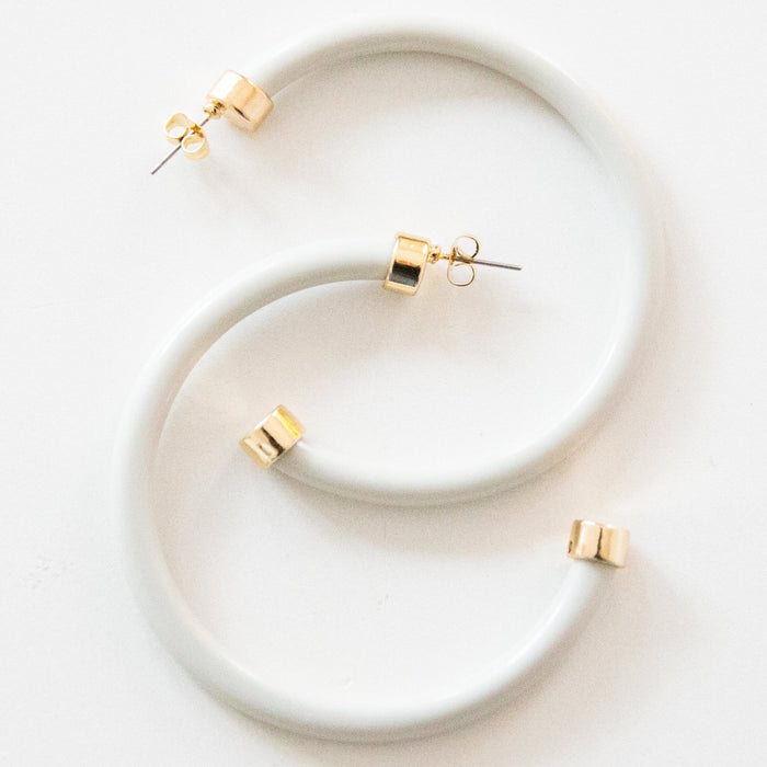 Off White Hoop Earrings