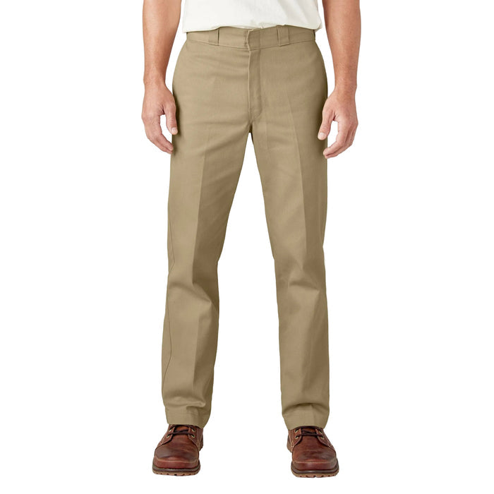 Dickies Original 874 work pant in khaki, front view with permanent crease