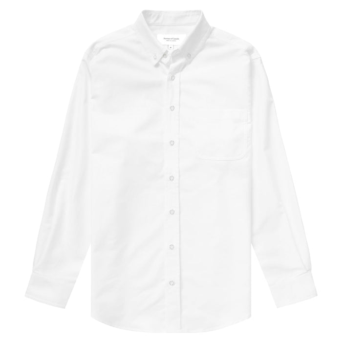 Made in Canada 100% Cotton Oxford Button Down Shirt White - Unisex - Province of Canada