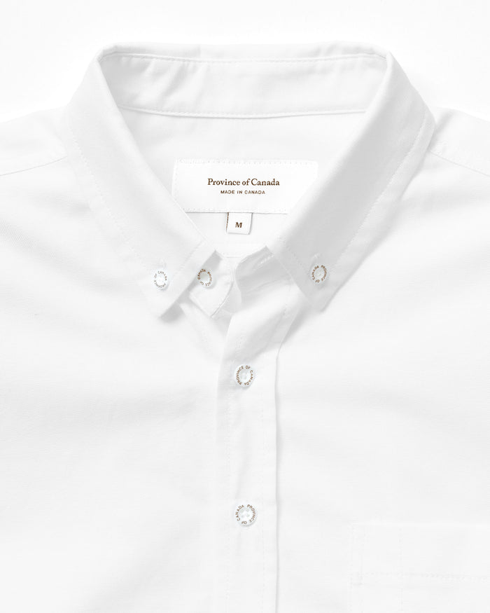 Made in Canada 100% Cotton Oxford Button Down Shirt White - Unisex - Province of Canada