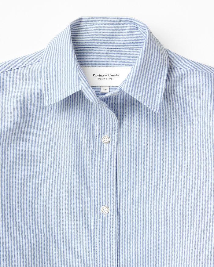 Made in Canada 100% Cotton Oxford Stripe Dress Royal - Province of Canada