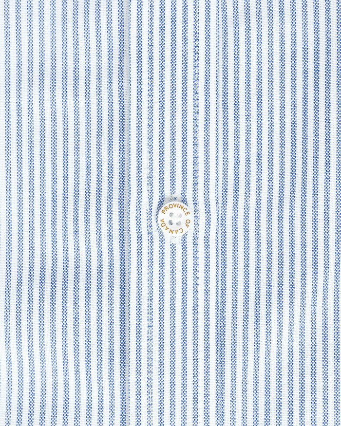 Made in Canada 100% Cotton Oxford  Stripe Button Down Shirt Royal Blue - Unisex - Province of Canada