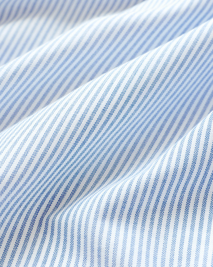 Made in Canada 100% Cotton Oxford  Stripe Button Down Shirt Royal Blue - Unisex - Province of Canada