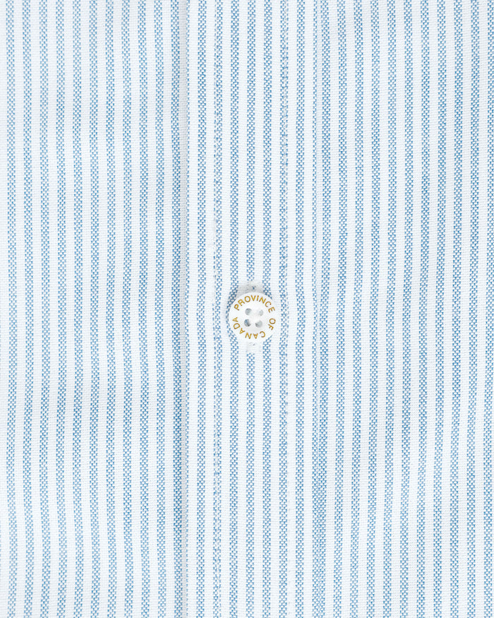 Made in Canada 100% Cotton Oxford  Stripe Button Down Shirt Light Blue - Unisex - Province of Canada