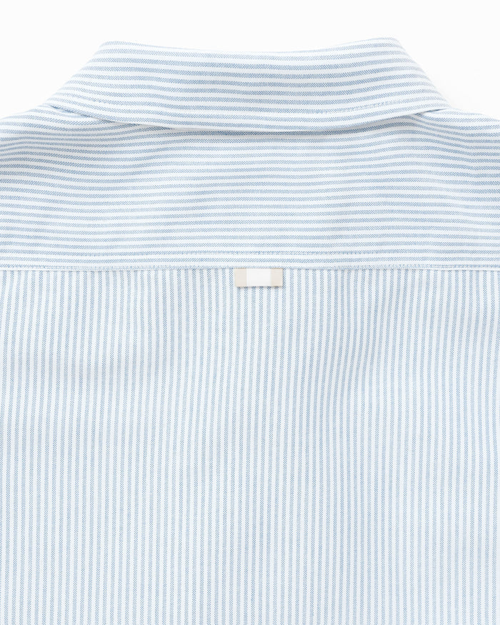 Made in Canada 100% Cotton Oxford  Stripe Button Down Shirt Light Blue - Unisex - Province of Canada