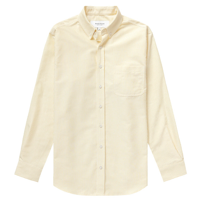 Made in Canada 100% Cotton Oxford  Stripe Button Down Shirt Butter Yellow - Unisex - Province of Canada