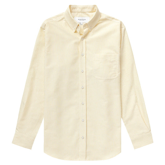 Made in Canada 100% Cotton Oxford  Stripe Button Down Shirt Butter Yellow - Unisex - Province of Canada