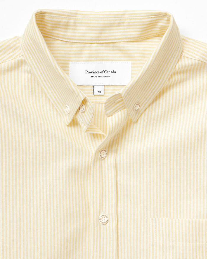 Made in Canada 100% Cotton Oxford  Stripe Button Down Shirt Butter Yellow - Unisex - Province of Canada