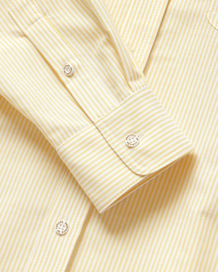 Made in Canada 100% Cotton Oxford  Stripe Button Down Shirt Butter Yellow - Unisex - Province of Canada