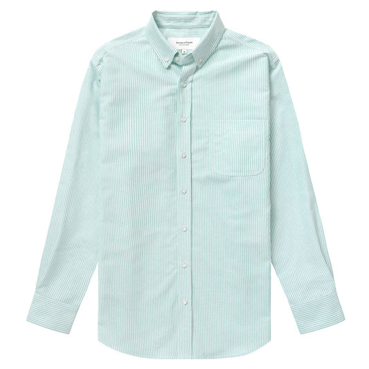 Made in Canada 100% Cotton Oxford  Stripe Button Down Shirt Green - Unisex - Province of Canada