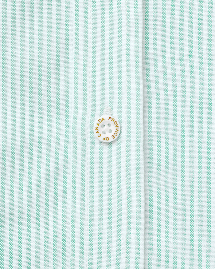 Made in Canada 100% Cotton Oxford  Stripe Button Down Shirt Green - Unisex - Province of Canada