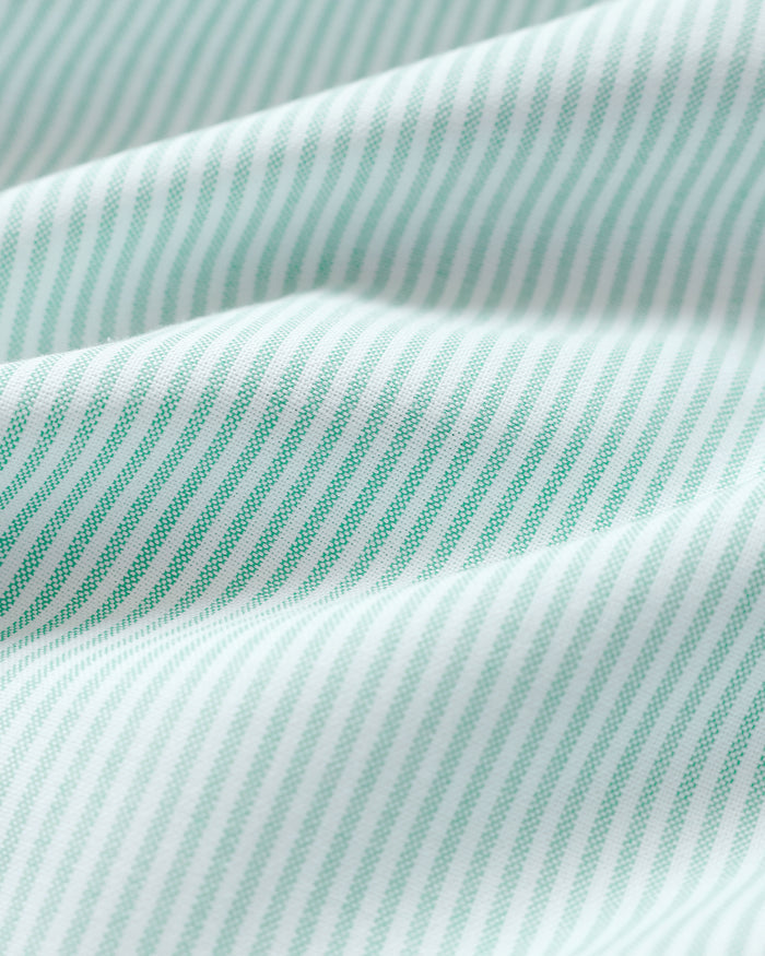 Made in Canada 100% Cotton Oxford  Stripe Button Down Shirt Green - Unisex - Province of Canada