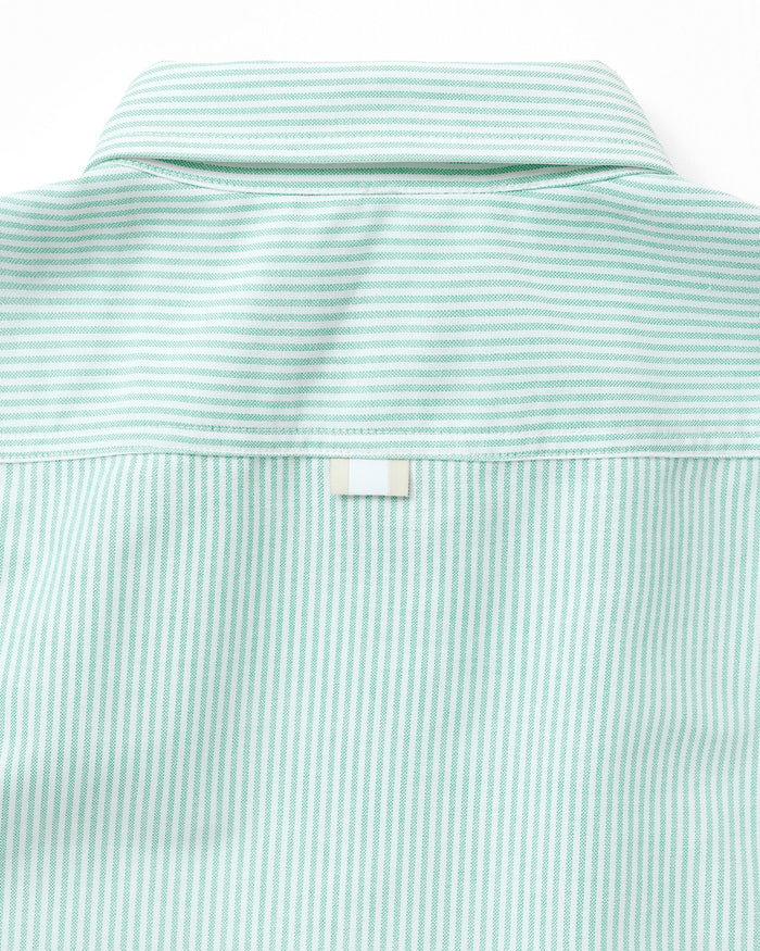 Made in Canada 100% Cotton Oxford  Stripe Button Down Shirt Green - Unisex - Province of Canada