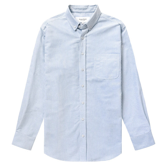 Made in Canada 100% Cotton Oxford  Stripe Button Down Shirt Royal Blue - Unisex - Province of Canada