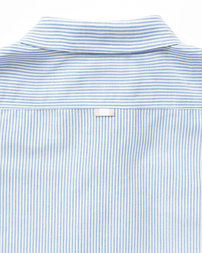 Made in Canada 100% Cotton Oxford  Stripe Button Down Shirt Royal Blue - Unisex - Province of Canada