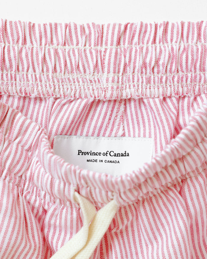 Made in Canada 100% Cotton Oxford Stripe Short Red - Womens - Province of Canada