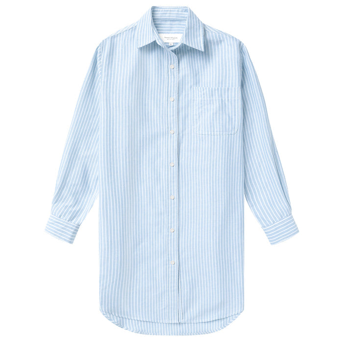 Made in Canada 100% Cotton Oxford Wide Stripe Dress Blue - Province of Canada