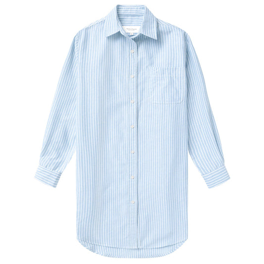 Made in Canada 100% Cotton Oxford Wide Stripe Dress Blue - Province of Canada