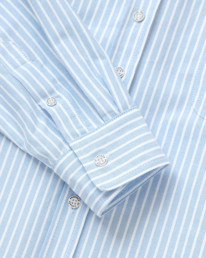 Made in Canada 100% Cotton Oxford Wide Stripe Dress Blue - Province of Canada