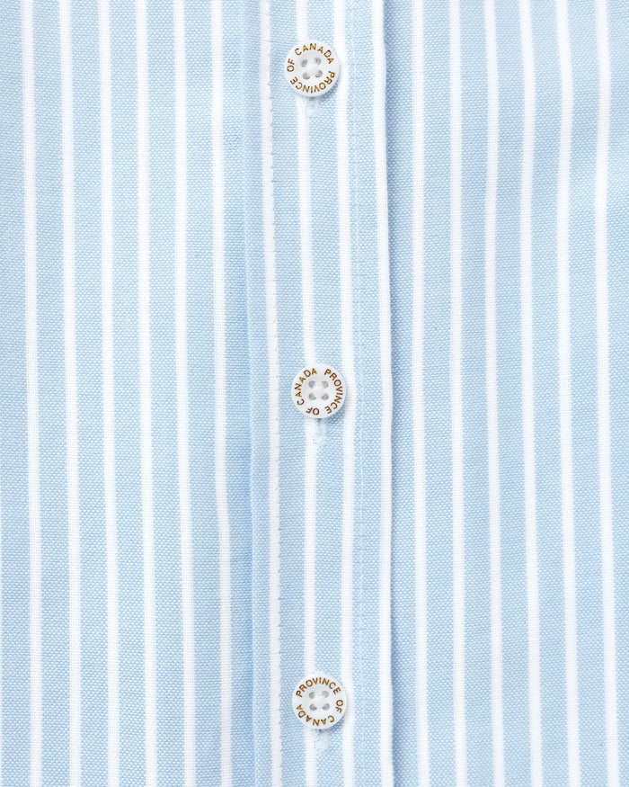 Made in Canada 100% Cotton Oxford Wide Stripe Dress Blue - Province of Canada