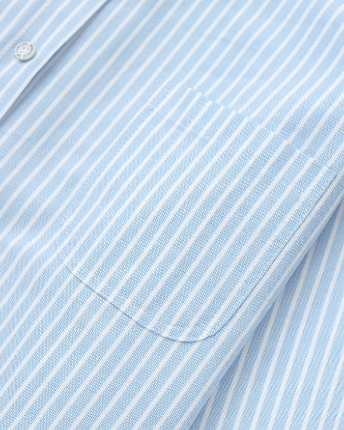 Made in Canada 100% Cotton Oxford Wide Stripe Dress Blue - Province of Canada